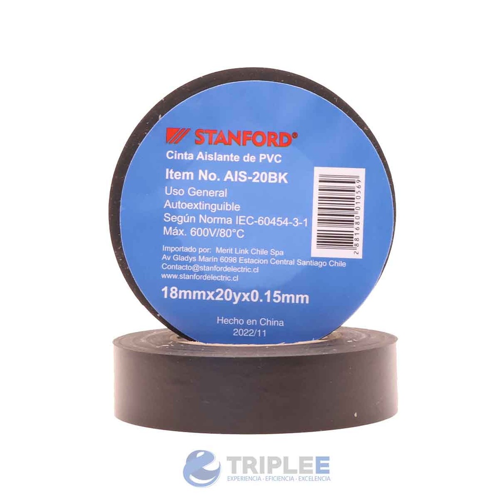Cinta Electrica Aislante Negra 18 mm  20 metros