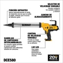 Pistola Adhesiva 300-600ML 20V dewalt DCE580B