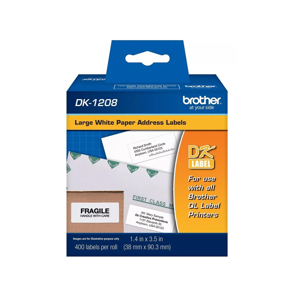 Etiquetas Adhesivas 38mm x 90mm Brother DK-1208