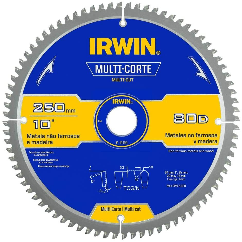 Disco sierra ingletadora 10 Multicorte 80 dientes Irwin