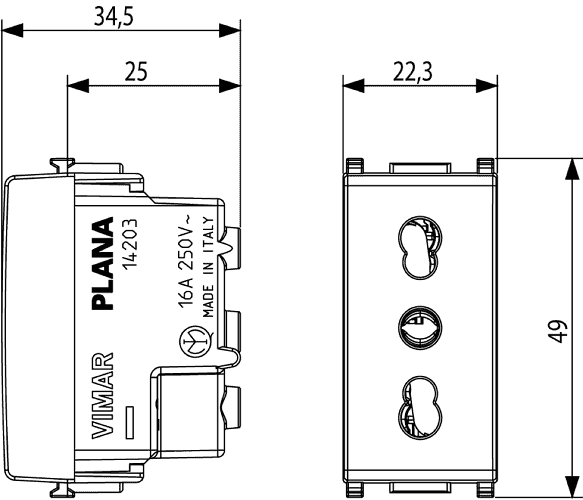 Toma VIMAR 2P+T 16A P17/11 blanco