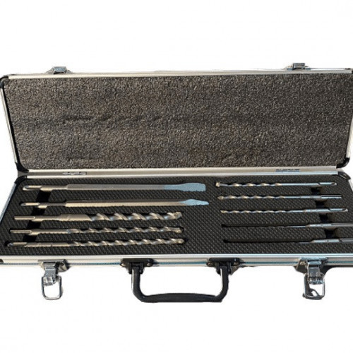 SET 10 UNIDADES (1 PUNTO , 1 CINCEL, 8 BROCAS) CAJA METAL