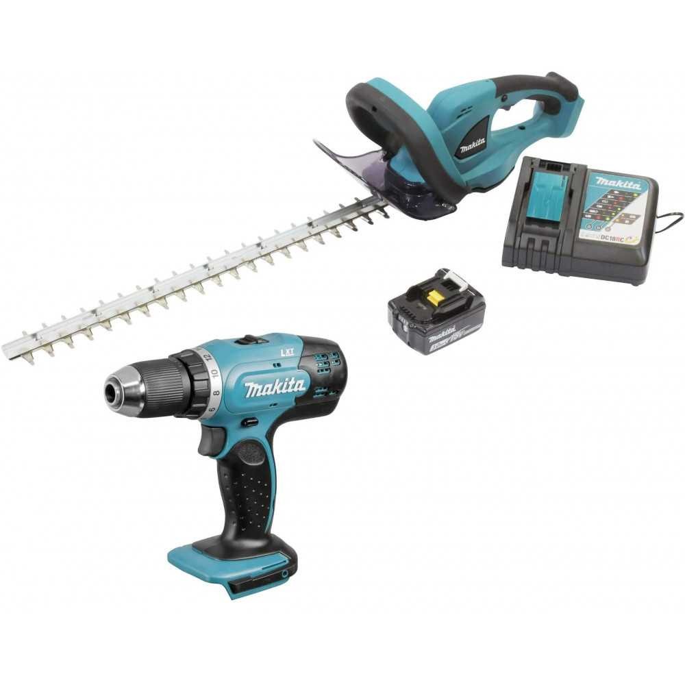 KIT Combo Cortasetos + Taladro Atornillador Inalámbricos Makita DUH523RF-1