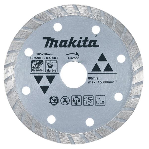 Disco Diamantado 105 mm x 20 mm Turbo Seco para Mármol y Granito Makita D-42553