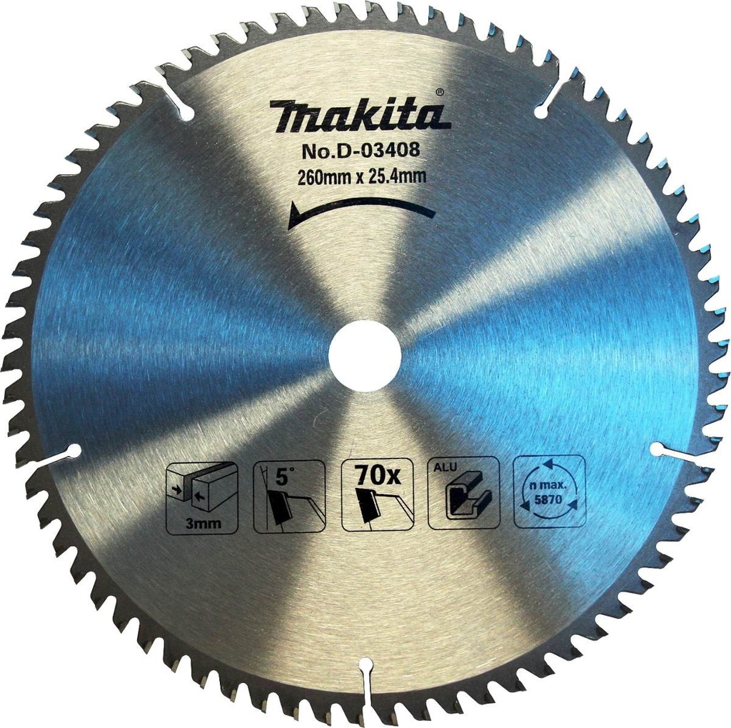 Disco Sierra Makita D-03414 10 1/4 100T para Aluminio
