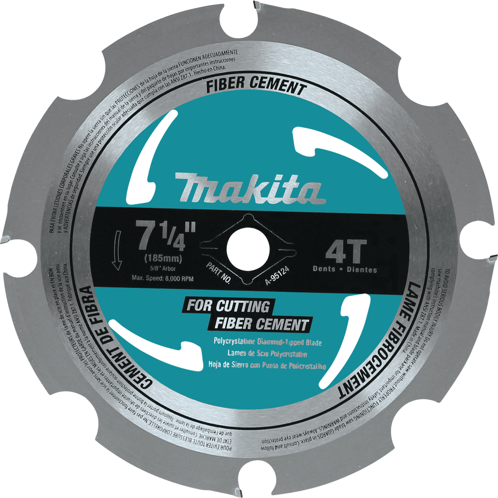 Disco Sierra Makita 7 1/4” x 4 dientes Eje 5/8” para Fibrocemento A-95124