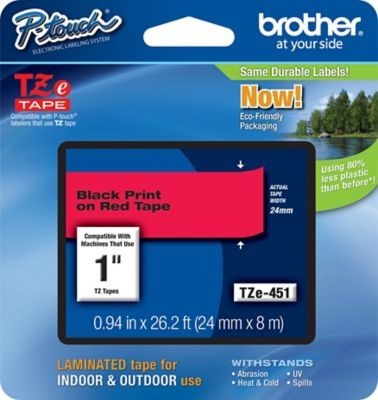 cinta para rotuladora brother TZE451 24 mm negro sobre rojo