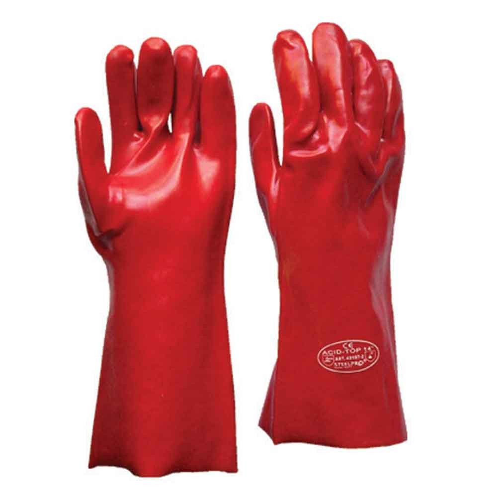 Guante pvc rojo 14-35 cm
