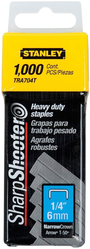 Grapas Stanley TRA704T 1/4” para Trabajo Pesado