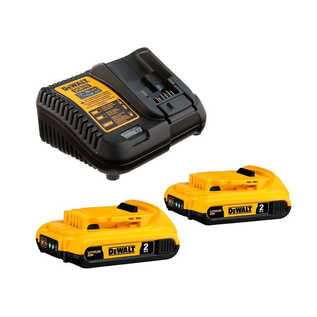Kit Cargador 4Ah DCB115 + 2 Baterías 2Ah 20V dewalt DCB203C2-B2