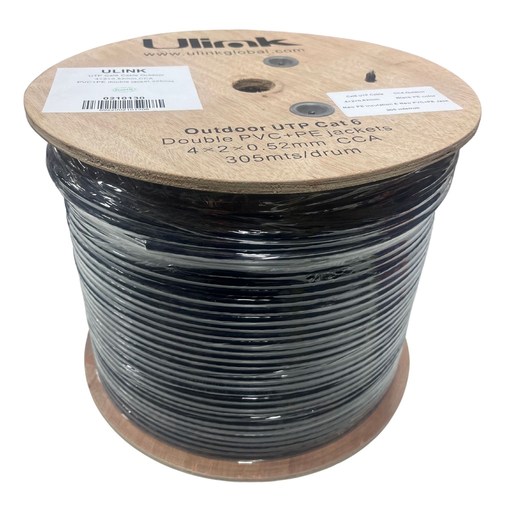 Cable Utp exterior Cat6 aleación 23 AWG rollo 305 mts