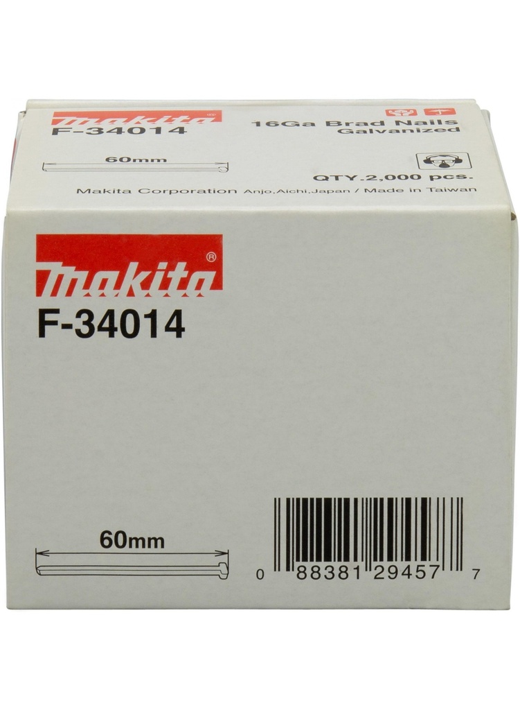Caja de Clavos Galvanizados Makita 16GA 60 mm F-34014 (2.000 Unidades)