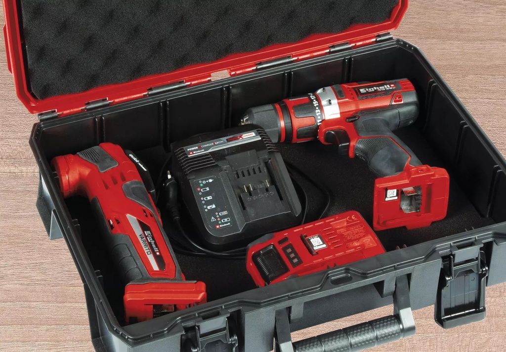 Kit taladro percutor TE-CD 18/48 + Esmeril Axxio 18/115 + bateria 4 ah + cargador + Maleta + set de brocas