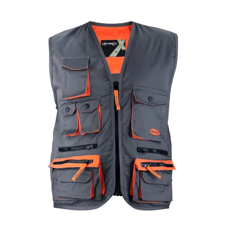 Chaleco geologo gabardina gris naranjo