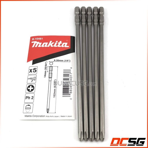[B-10481] Punta phillips makita PH2 largo 162 mm 5 unidades
