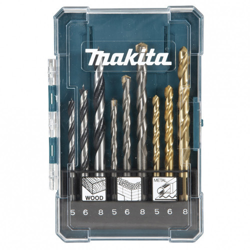 [D-71962] Juego de Brocas Makita 9 Unidades Metal, Madera y Concreto D-71962