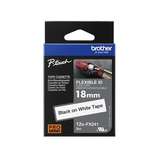 [TZEFX241] Cinta Flexible Brother Negro sobre Blanco Bother 18 mm
