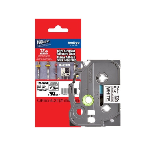 [TZES251] Cinta rotuladora Brother negro sobre blanco 24 mm TZeS251