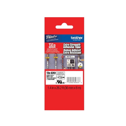 [TZES261] Cinta rotuladora Brother negro sobre blanco 36 mm TZeS261