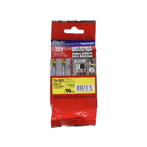 [TZES651] Cinta rotuladora Brother Negro sobre amarillo 24 mm TZeS651