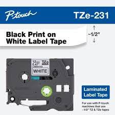 [TZE231] Cinta rotuladora brother negro sobre blanco 12 mm TZe231