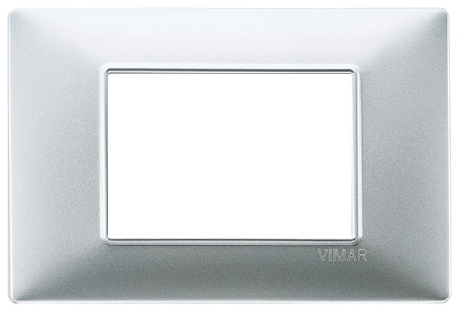 [14653.20] Placa Eléctrica Vimar Plana 3 Módulos Plata Mate 14653.20