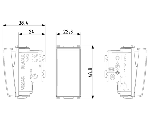 [14013] Interruptor  VIMAR cruzado 1P 16AX blanco