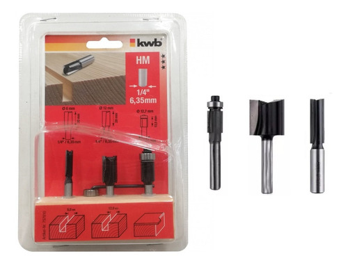 [49757010] Set de 3 Fresas Rectas KWB 49757010