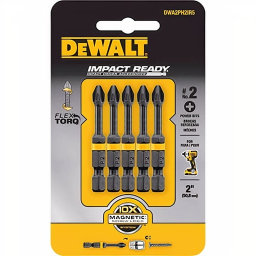 [DWAF2PH2IR5] Punta phillips 2'' ph2 impact ready flextorq 5 unidades
