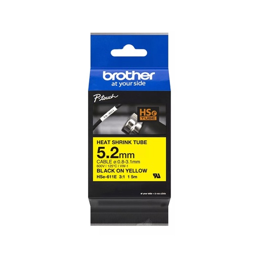 [HSe611E] Cinta rotuladora Brother termocontraible HSE611E