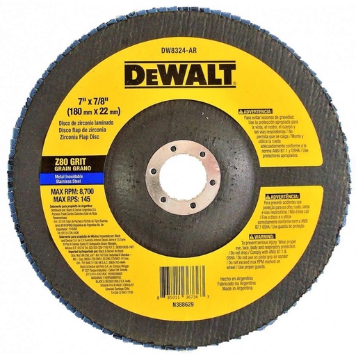 [DW8324-BR] Disco de lija traslapado 7 grano 80 Dewalt