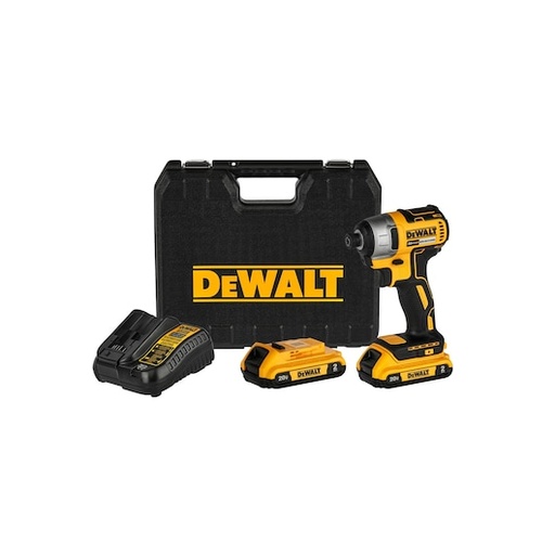 [DCF7871D2-B2] Kit Atornillador Impacto Dewalt 1/4" 20V MAX Brushless