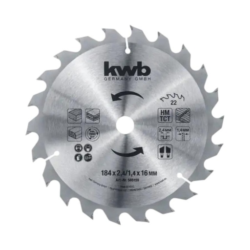 [49586142] Disco Sierra Circular 7 1/4 24 dientes Kwb 49586142