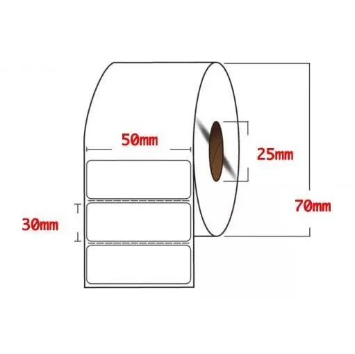 [ETI1002] Rollo etiqueta adhesiva Semibrillo para Zebra 30x50 500 Uni